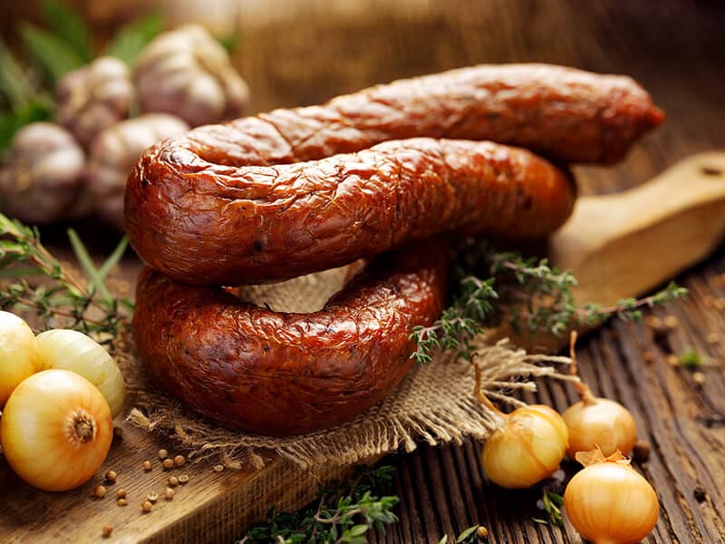 Sausage On Wooden