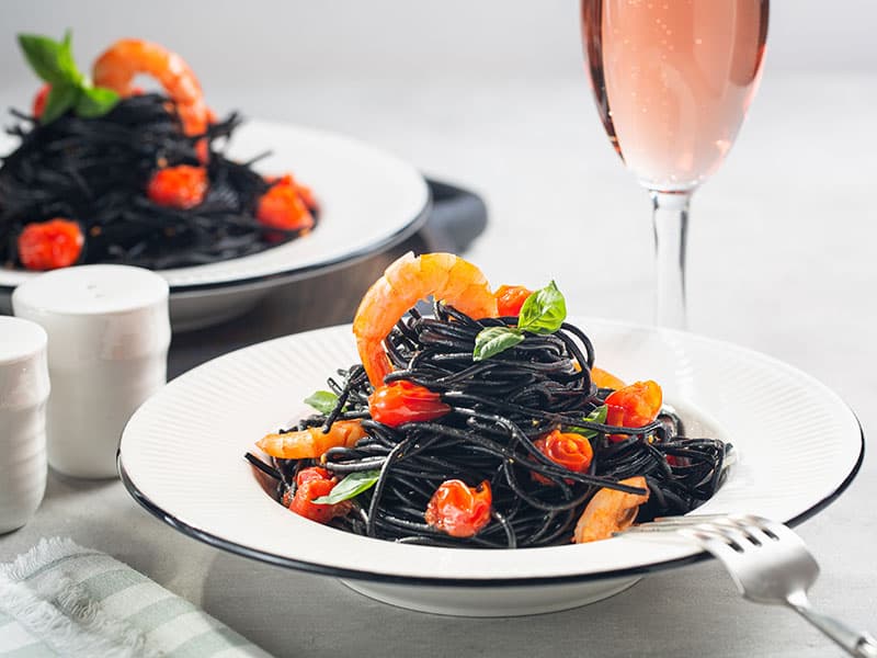 Squid Ink Spaghetti Shrimps