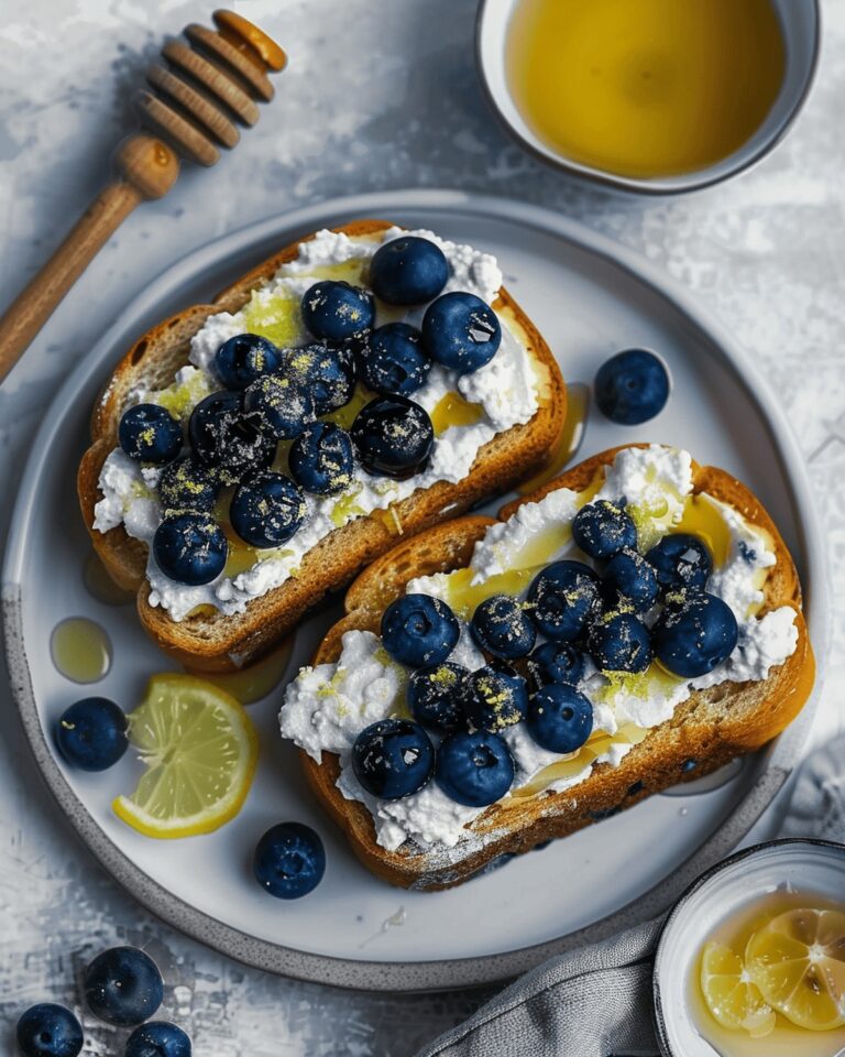 Sweet Lemon Blueberry Ricotta Toast with Honey Recipe