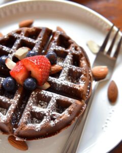 Chocolate Almond Oat Waffles Recipe