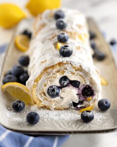 Lemon Blueberry Angel Food Cake Roll Recipe