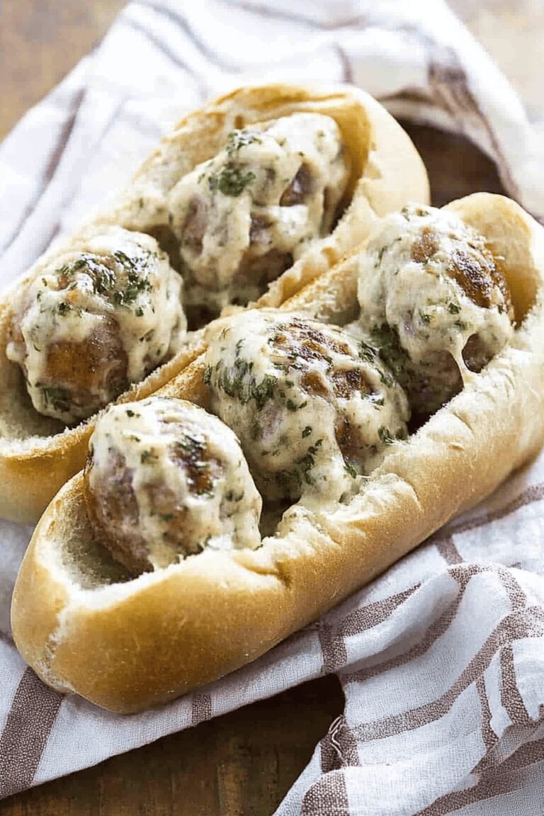 Cheesy Chicken Alfredo Meatball Subs Recipe