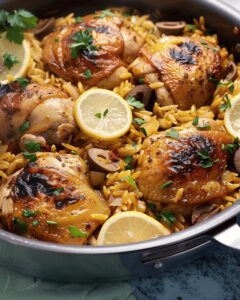 One Pan Moroccan Lemon Chicken with Orzo Recipe
