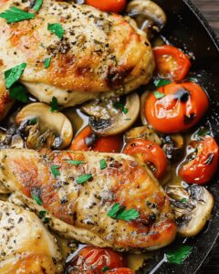 Italian-Style Skillet Chicken Breast With Tomatoes And Mushrooms Recipe