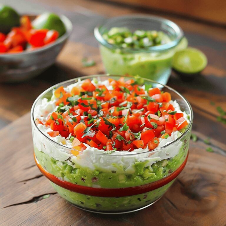 Triple Layer Guacamole Creamy Cotija and Confetti Salsa Party Dip Recipe