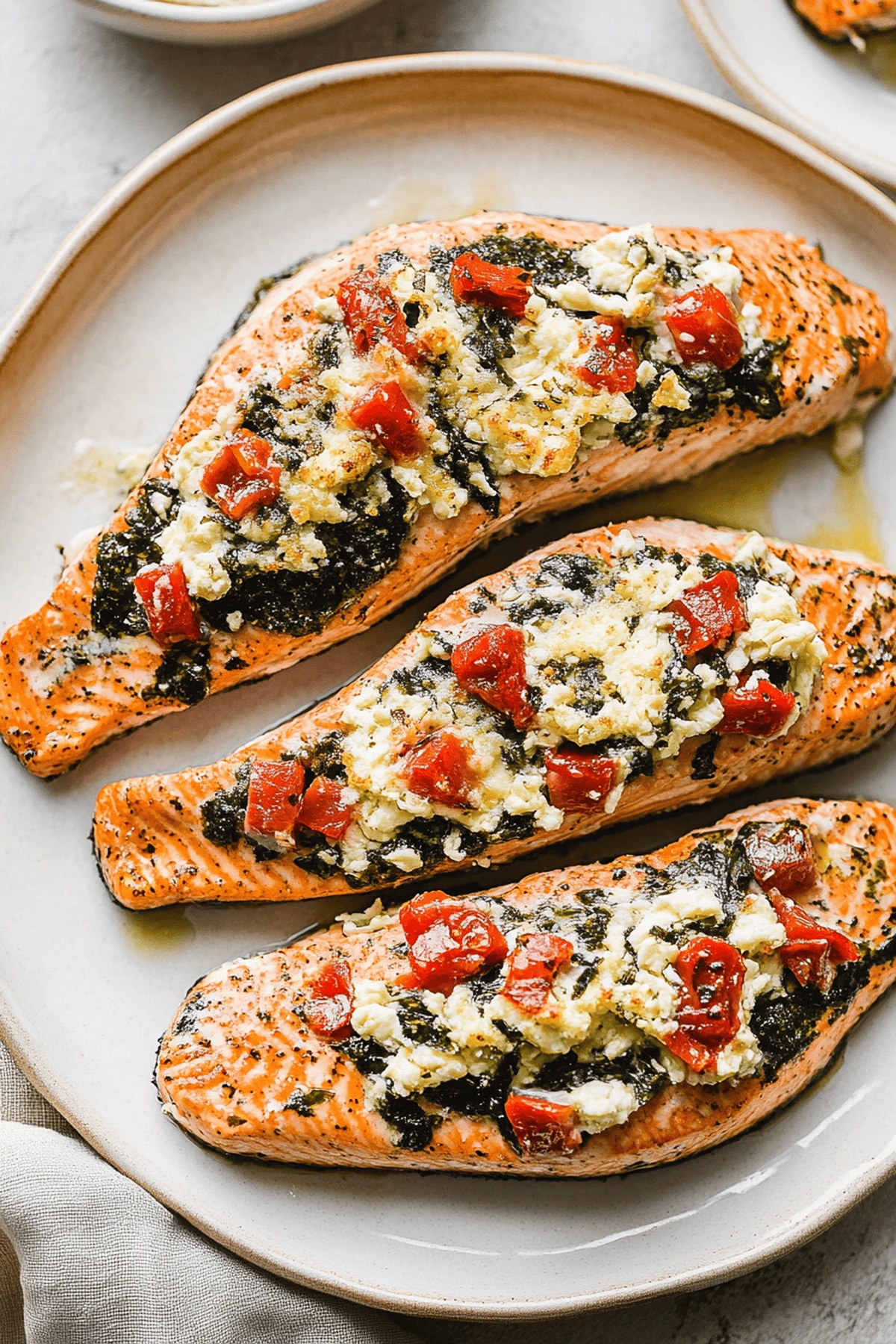 Succulent Stuffed Salmon With Spinach & Feta Recipe