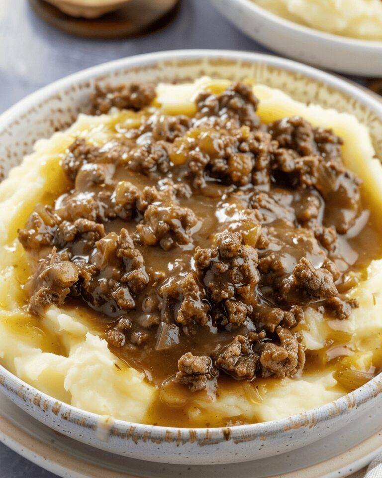 Hearty Ground Beef and Gravy Over Mashed Potatoes Recipe