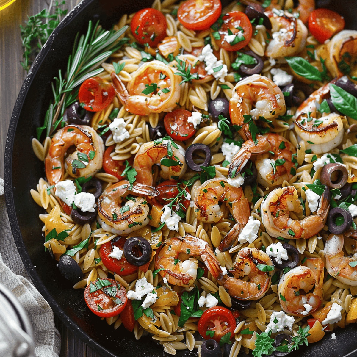 Mediterranean Shrimp Orzo Skillet Recipe