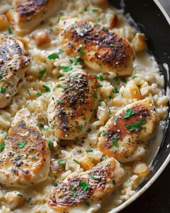 One-Pan Creamy Parmesan Chicken & Rice Recipe