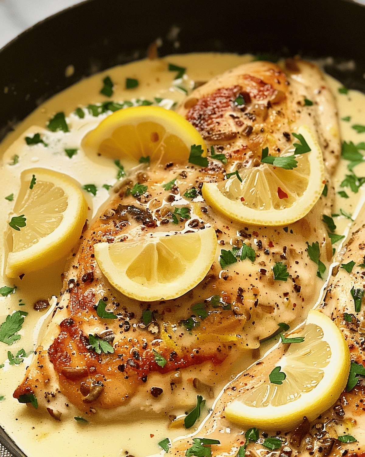 Easy Creamy Lemon Garlic Skillet Chicken Recipe