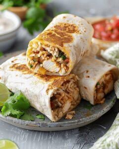 Crispy Chicken, Rice, & Bean Burritos Recipe