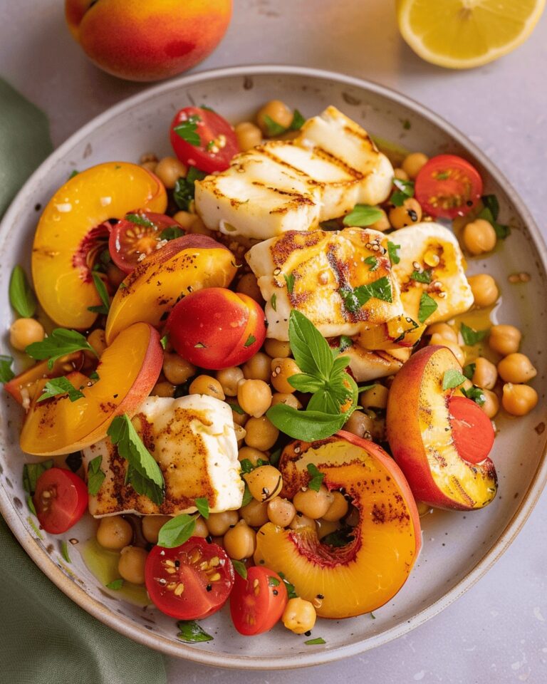 Nectarine And Chickpea Salad With Halloumi Recipe