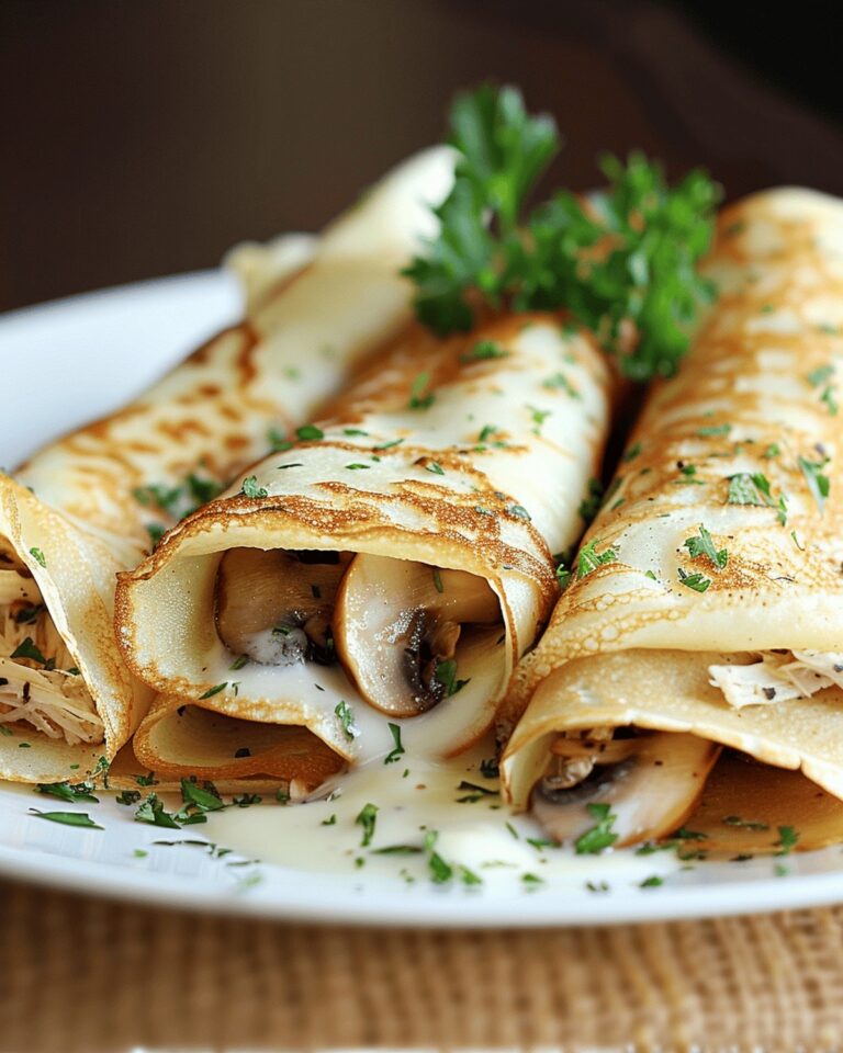 Hearty Crepes with Turkey, Mushroom, and Swiss Cheese Recipe
