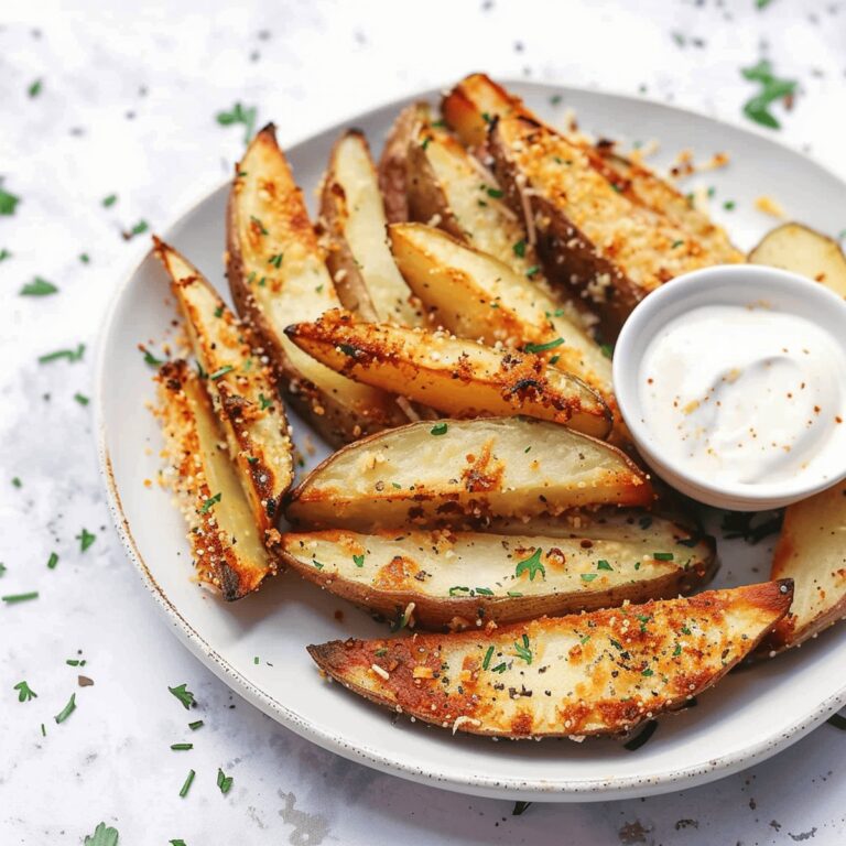 Baked Garlic Parmesan Potato Wedges Recipe