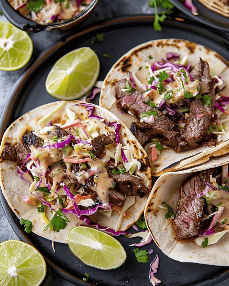 Steak Street Tacos with Chipotle Lime Coleslaw Recipe