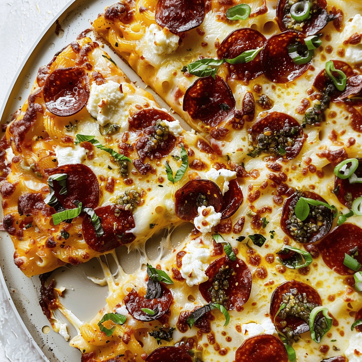 Pepperoni Pizza With Hot Honey, Ricotta, Olives, And Basil Recipe