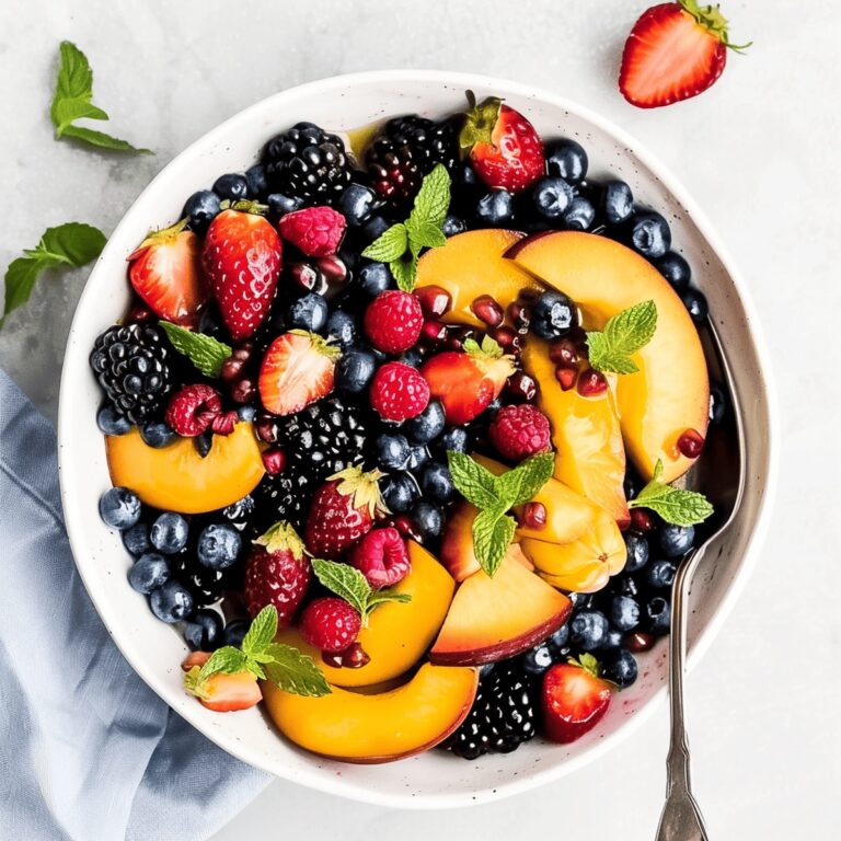 Honey Lime Basil Peach Fruit Salad Recipe
