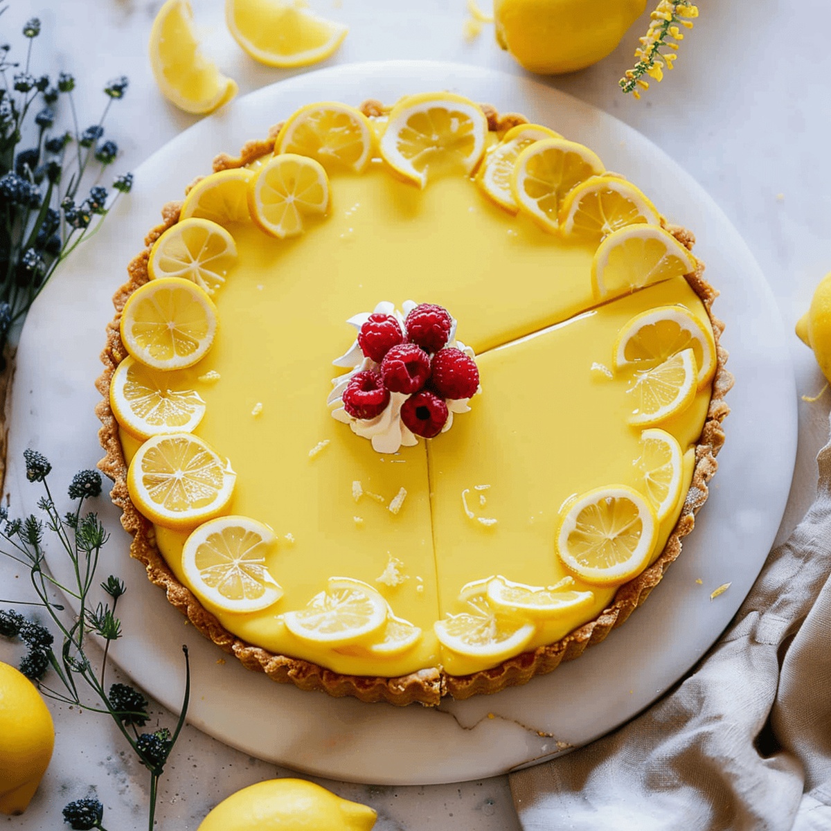 Lemon Curd Tart with Whipped Mascarpone Cream Recipe