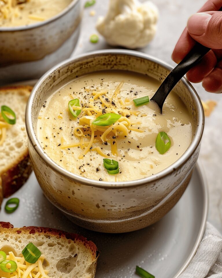 Roasted Garlic Cheddar Cauliflower Soup Recipe