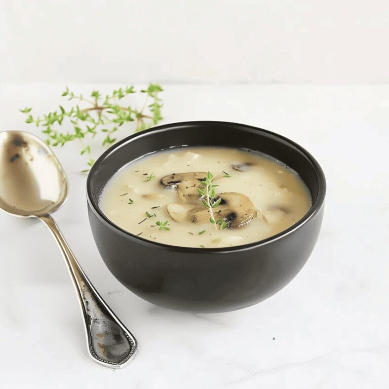 Roasted Garlic & Creamy Potato Soup with Seared Mushroom Recipe