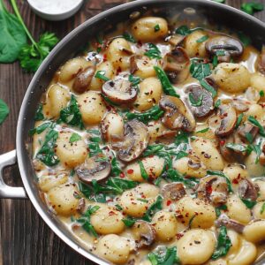 Creamy Spinach and Mushroom Gnocchi Recipe