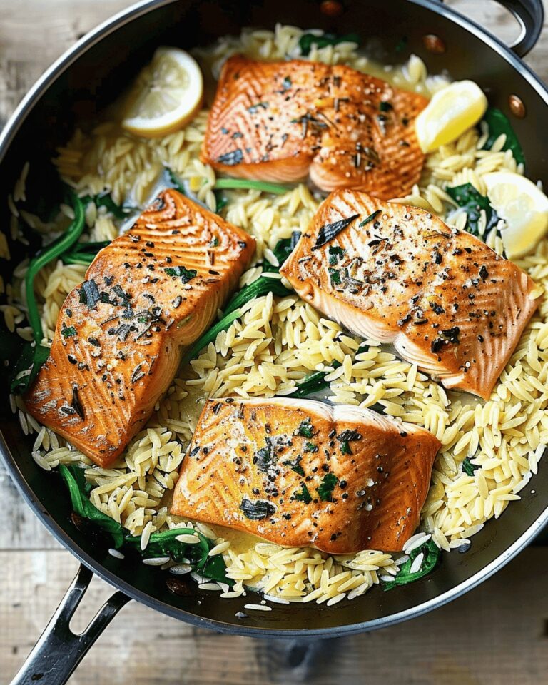 Vibrant One Skillet Salmon with Lemon Orzo Recipe