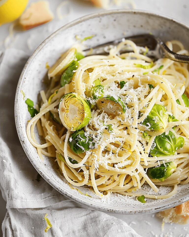 Crispy Lemon Parmesan Brussels Sprout Pasta Recipe