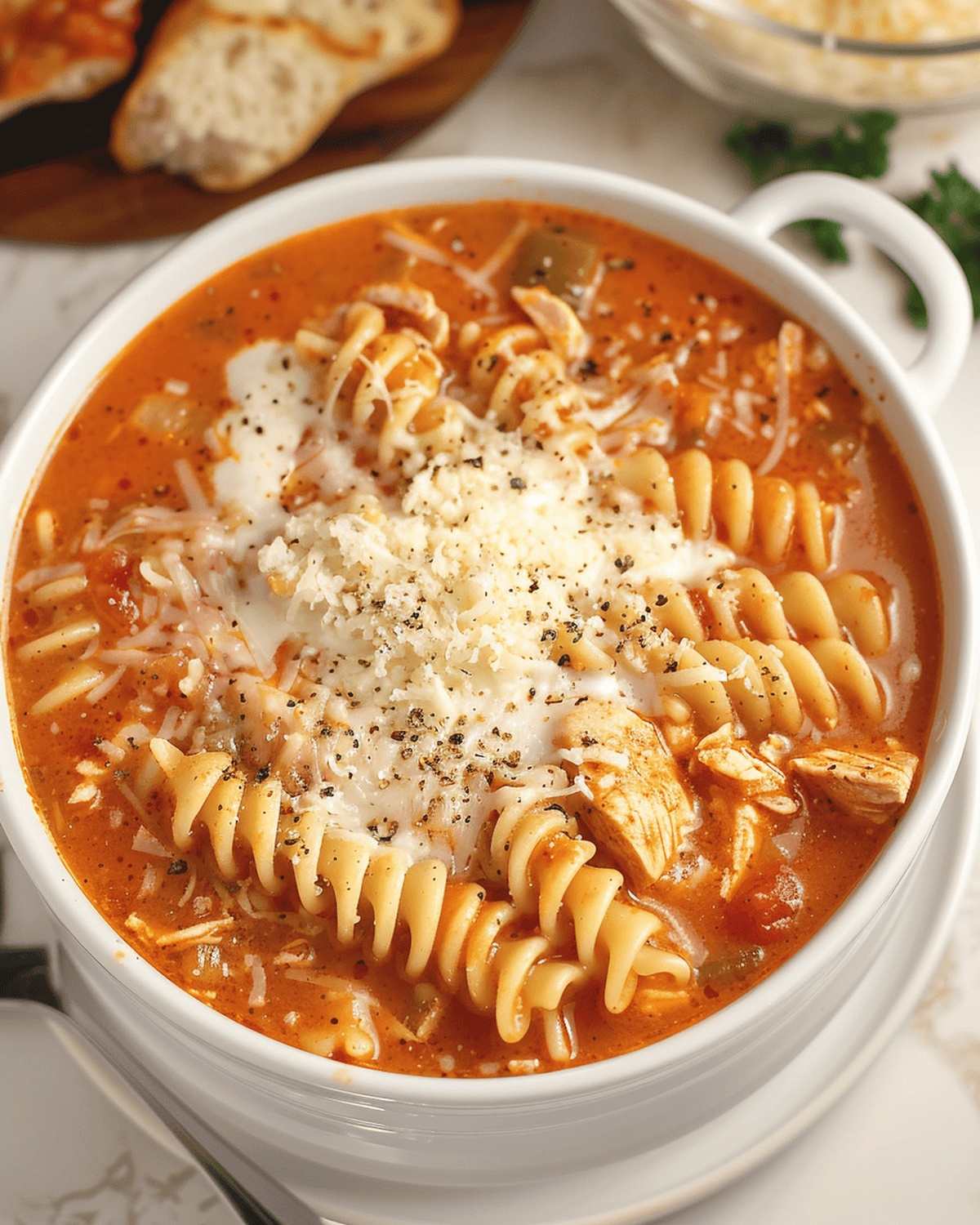 Hearty Crockpot Chicken Parmesan Soup Recipe