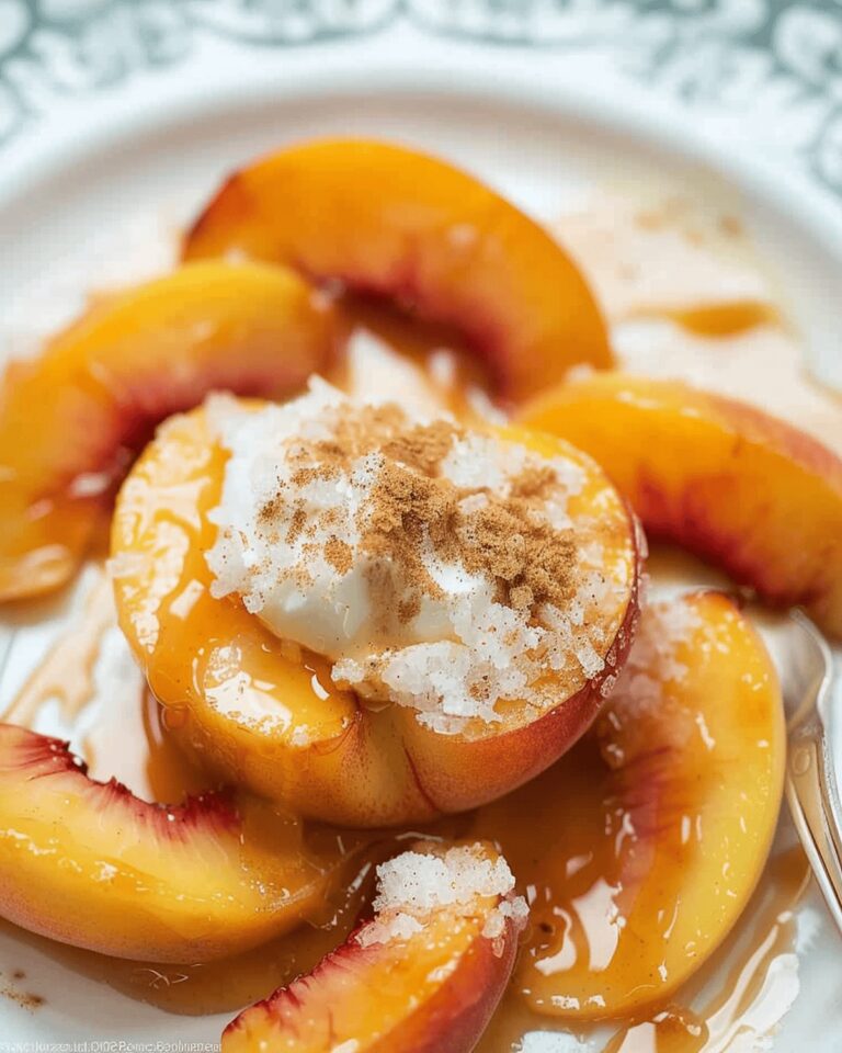 Easy Baked Peaches with Cinnamon Sugar Topping Recipe