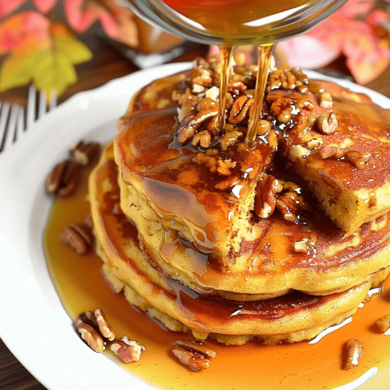 Pumpkin Pancakes with Cinnamon Pecan Syrup Recipe