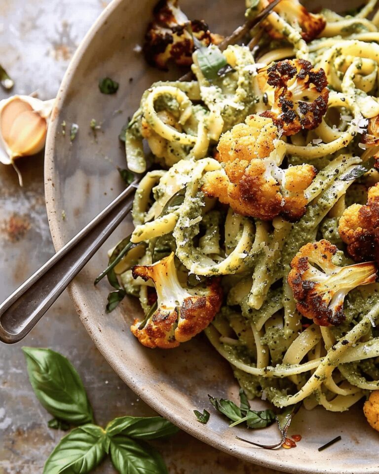 Golden Roasted Cauliflower with Herbal Pesto Pasta Recipe