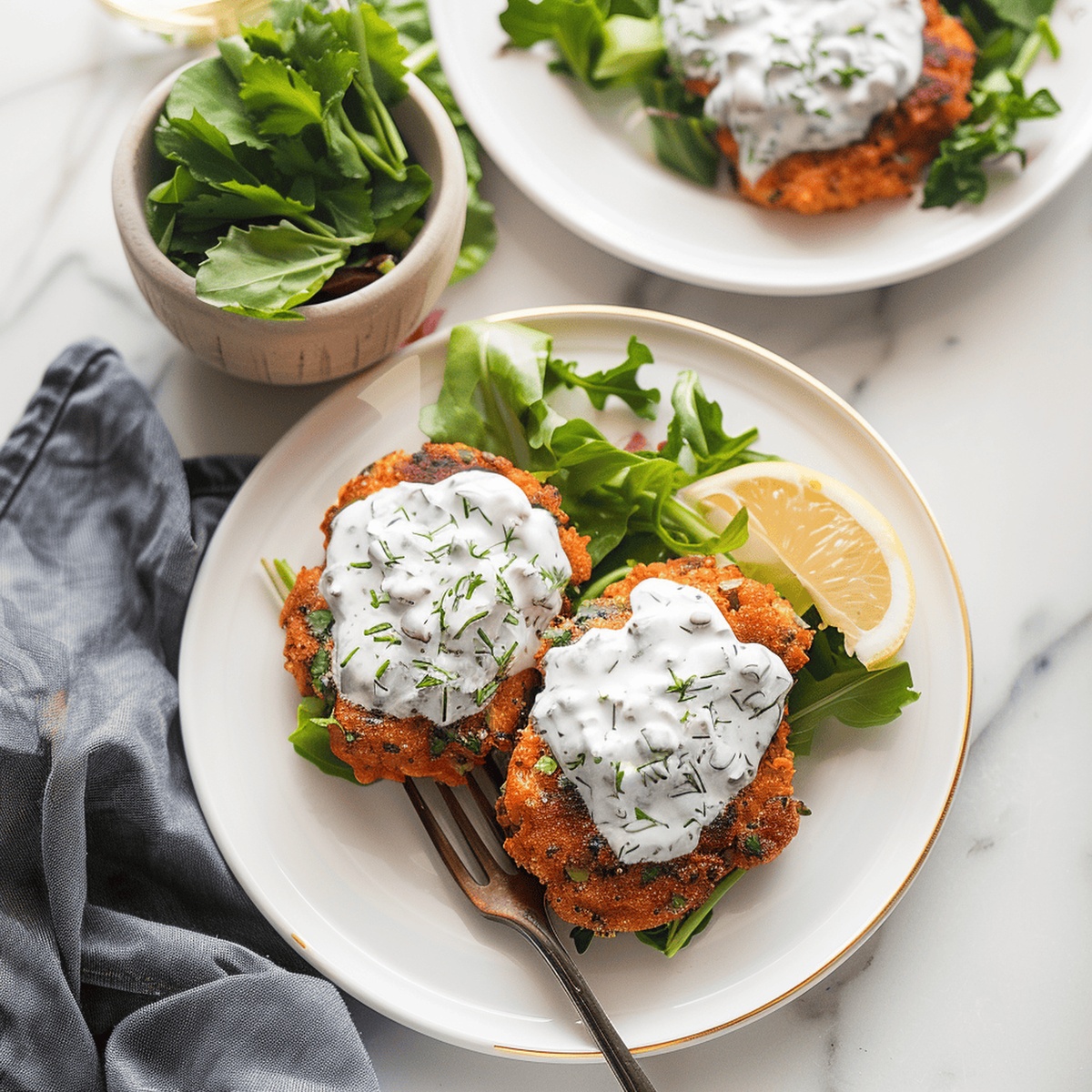 Salmon Patties & Lemon Garlic Sauce Recipe