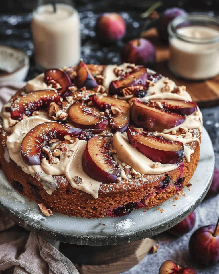 Healthy Plum Cake with Lemon Cashew Icing Recipe