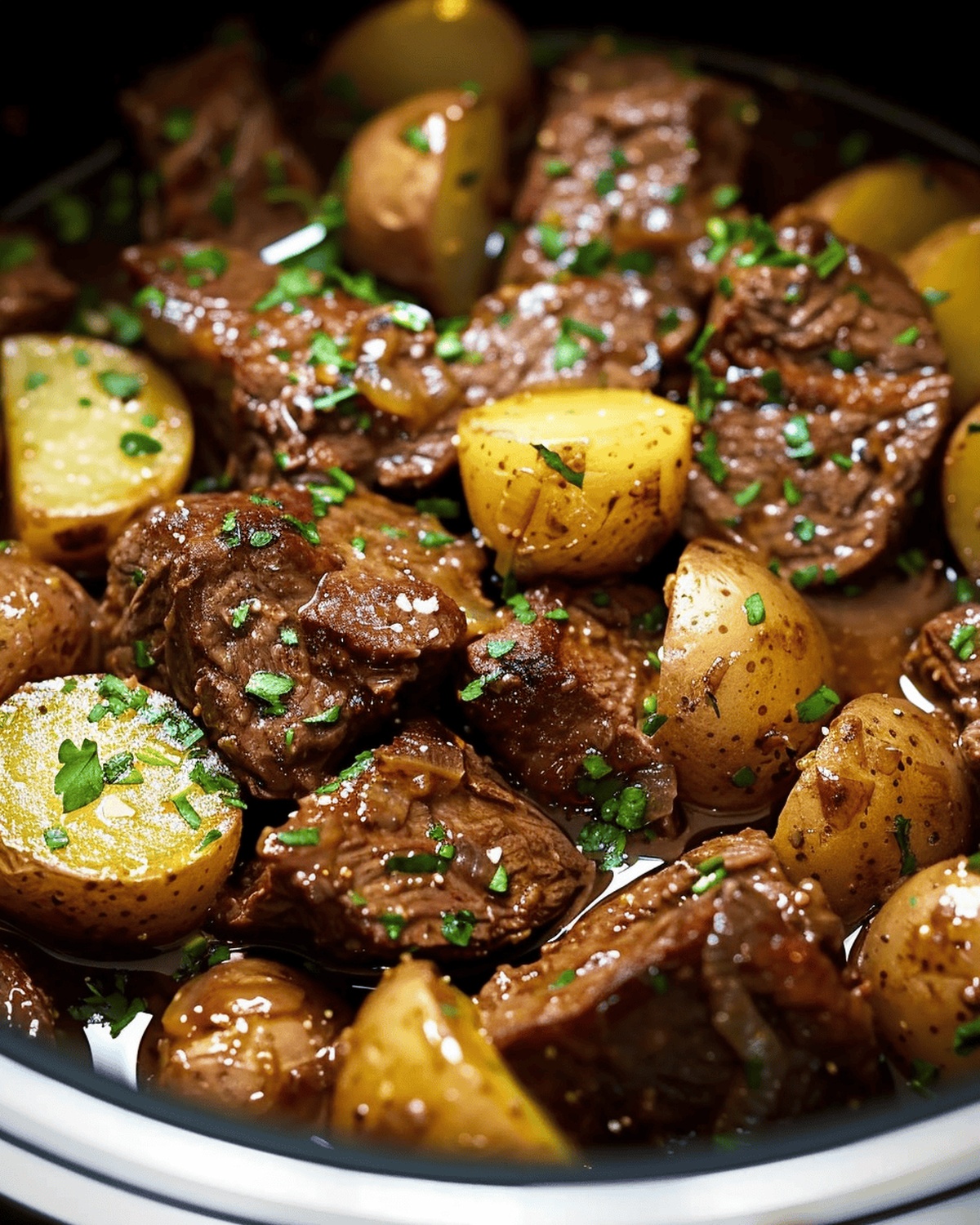 Succulent Garlic Butter Beef Bites & Potatoes Recipe