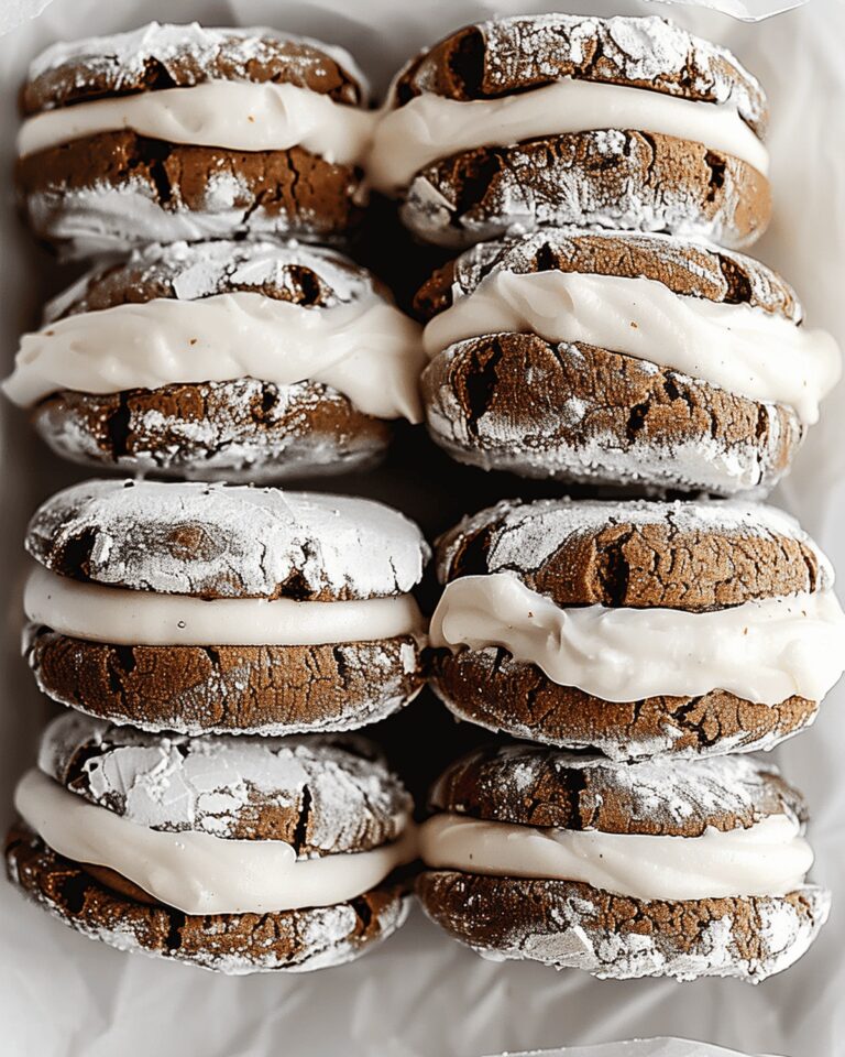 Festive Gingerbread Crinkle Cookie Sandwiches with Vanilla Bean Frosting Recipe