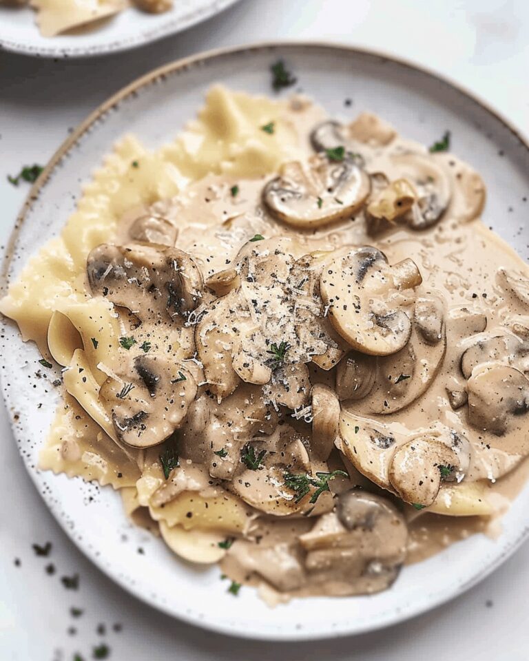Ravioli with Mushroom Cream Sauce Recipe