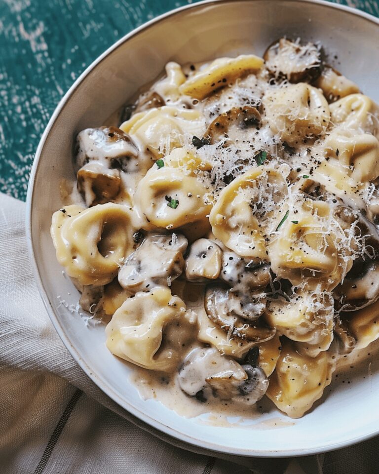 Silky Mushroom Tortellini Alfredo Recipe