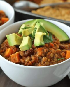 Hearty Slow Cooker Lentil Sweet Potato Chili Recipe