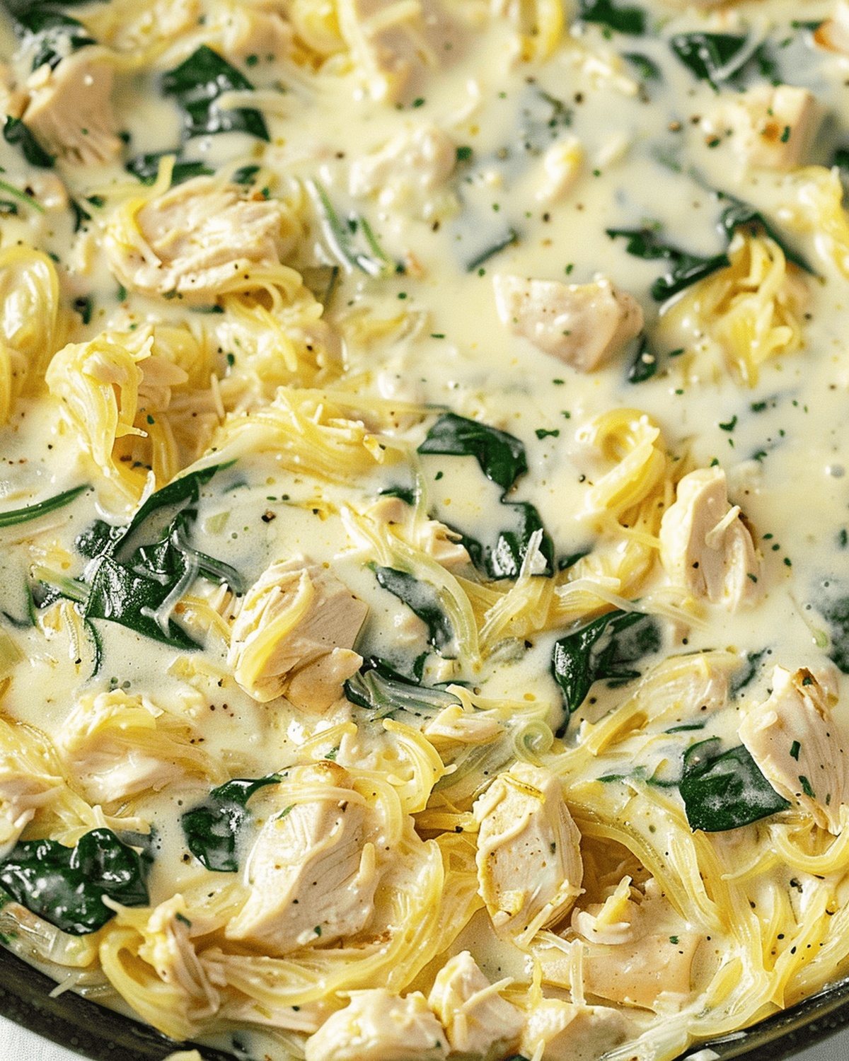 Hearty Spinach Artichoke Spaghetti Squash With Chicken Recipe