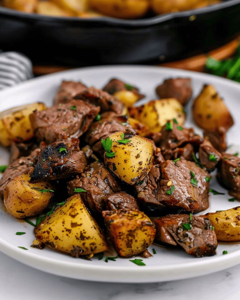Sizzling Butter Steak Bites with Garlic Herb Potatoes Recipe
