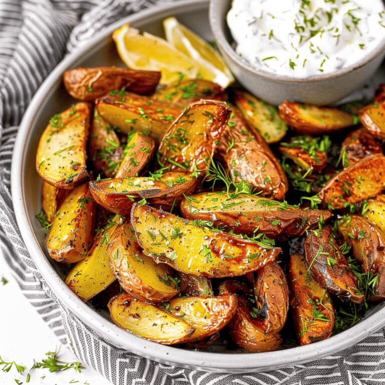 Crispy Greek Potato Wedges with Yogurt Sauce Recipe