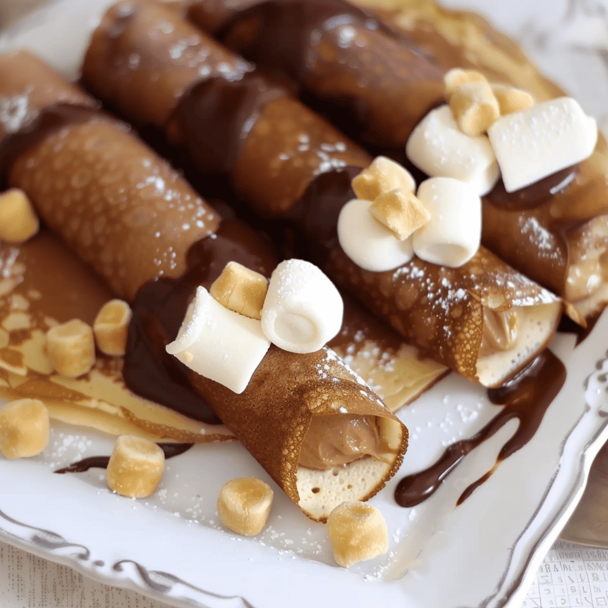 Chocolate Crepes With Peanut Butter Marshmallow Filling Recipe