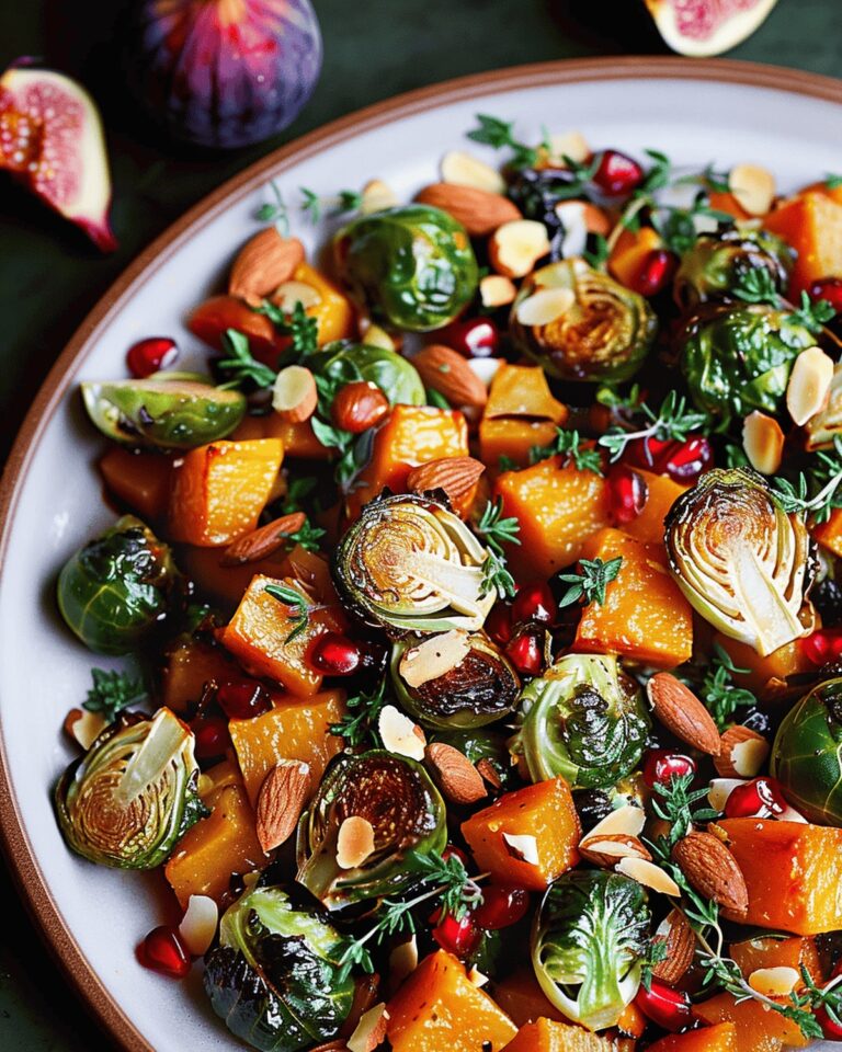 Roasted Brussels Sprouts Salad With Figs, Almonds, And Butternut Squash Recipe