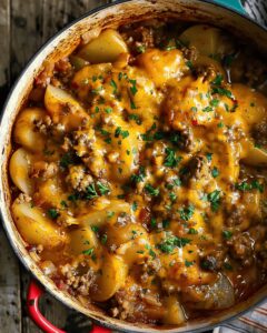Cheesy One Pot Beef And Potatoes Recipe