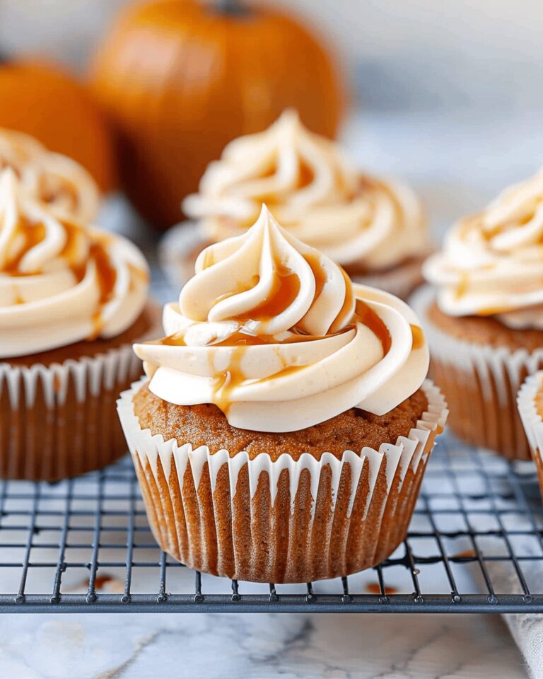 Velvety Pumpkin Cupcakes with Caramel Cream Cheese Frosting Recipe