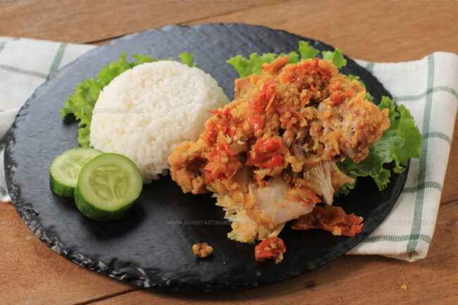 Smashed Fried Chicken With Sambal (Ayam Geprek)